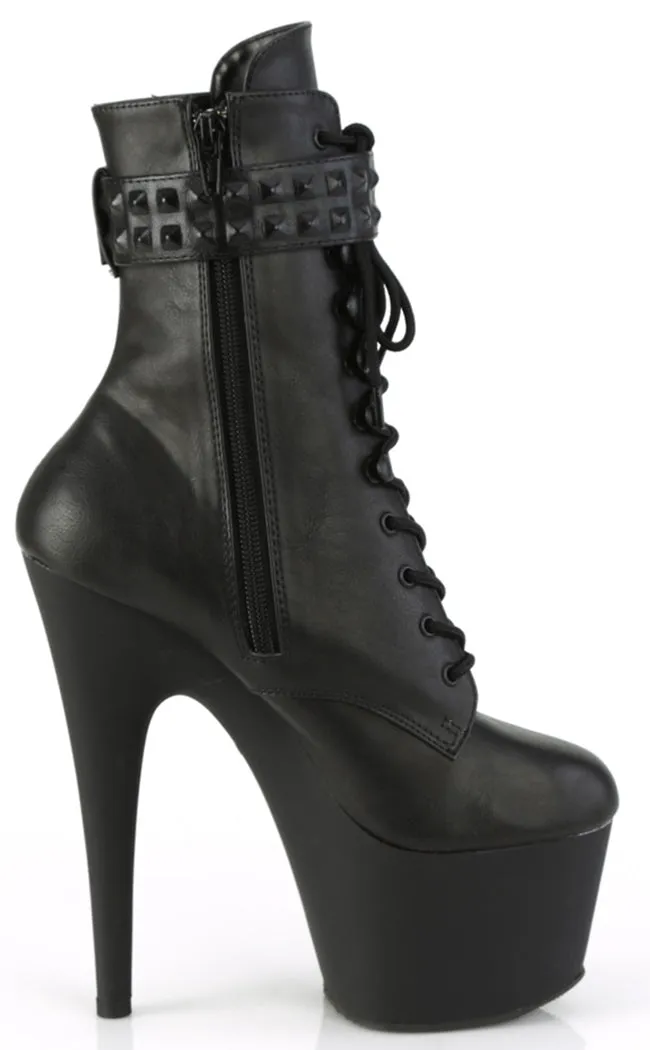 ADORE-1020STR Black Vegan Leather Boots