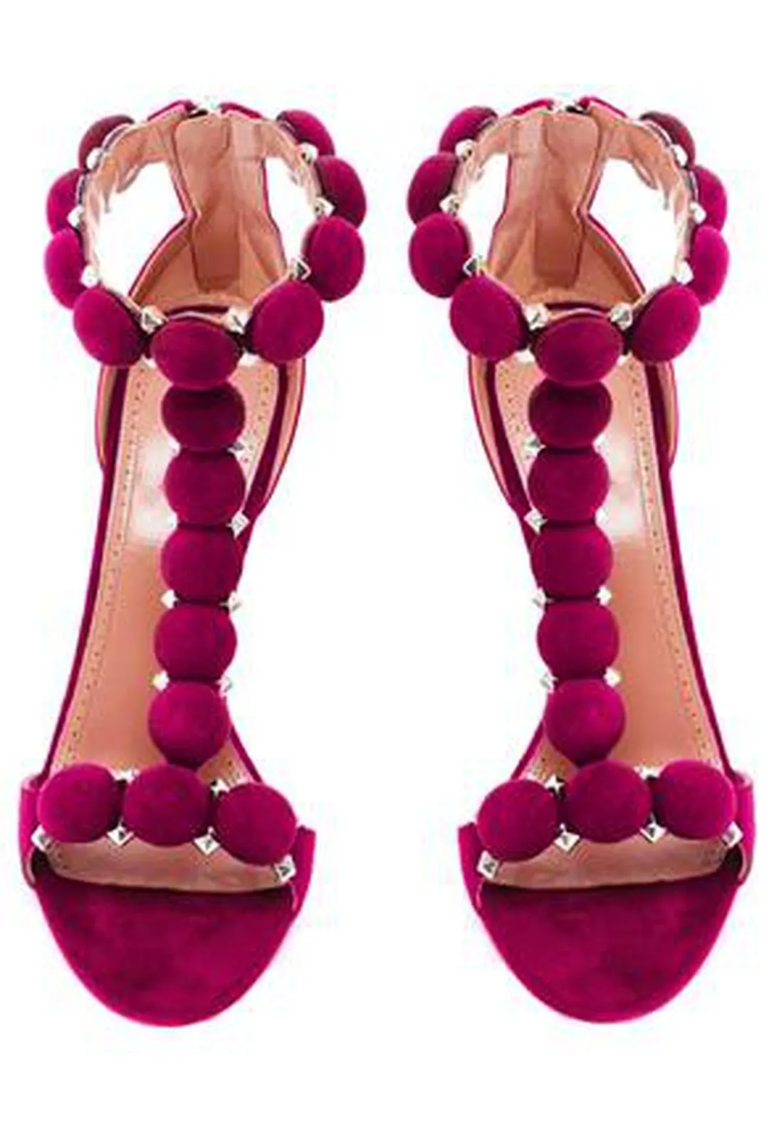 ALILA - T-STRAP POM POM HEELS