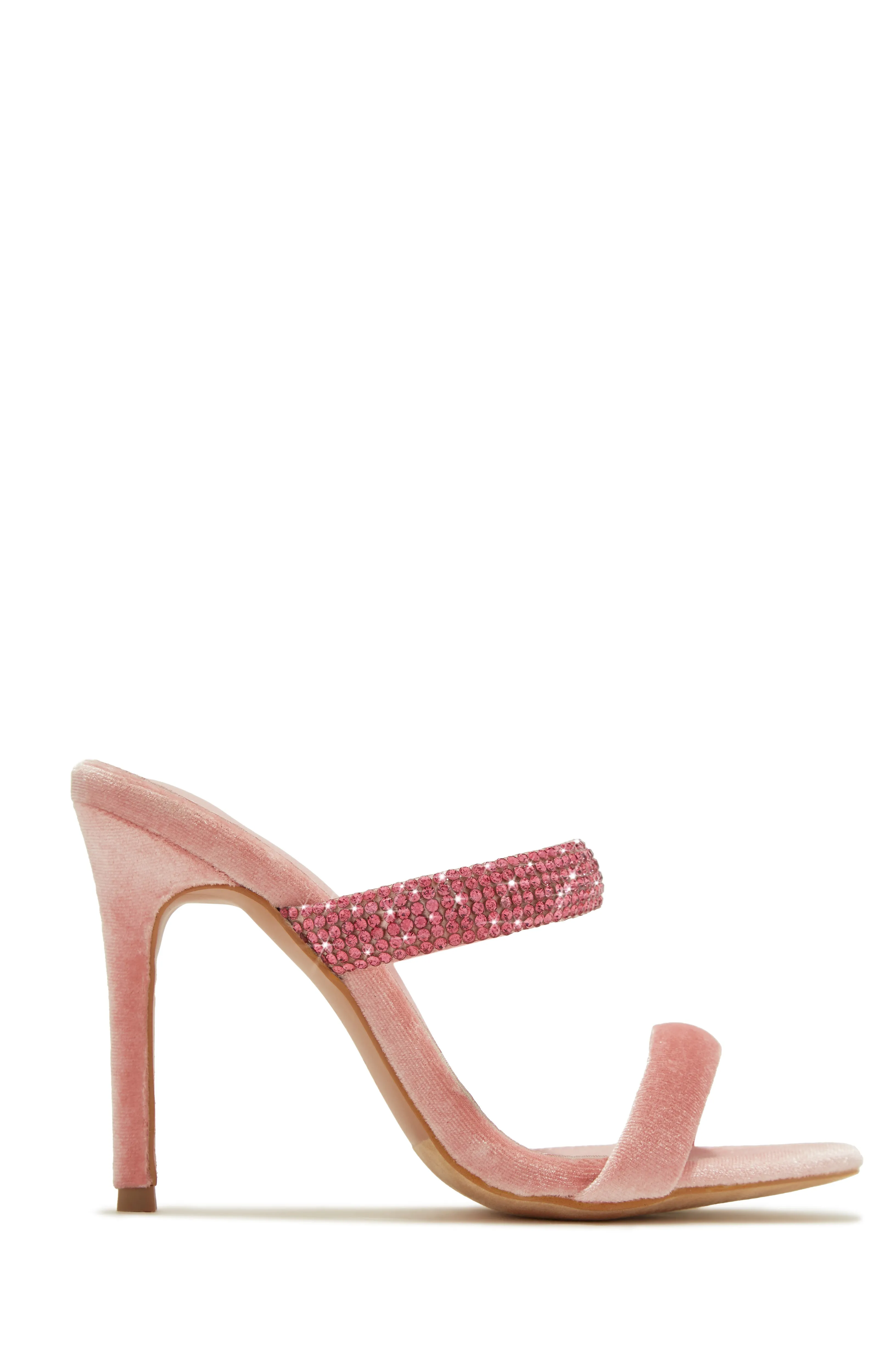 Aline Embellished High Heel Mules - Nude