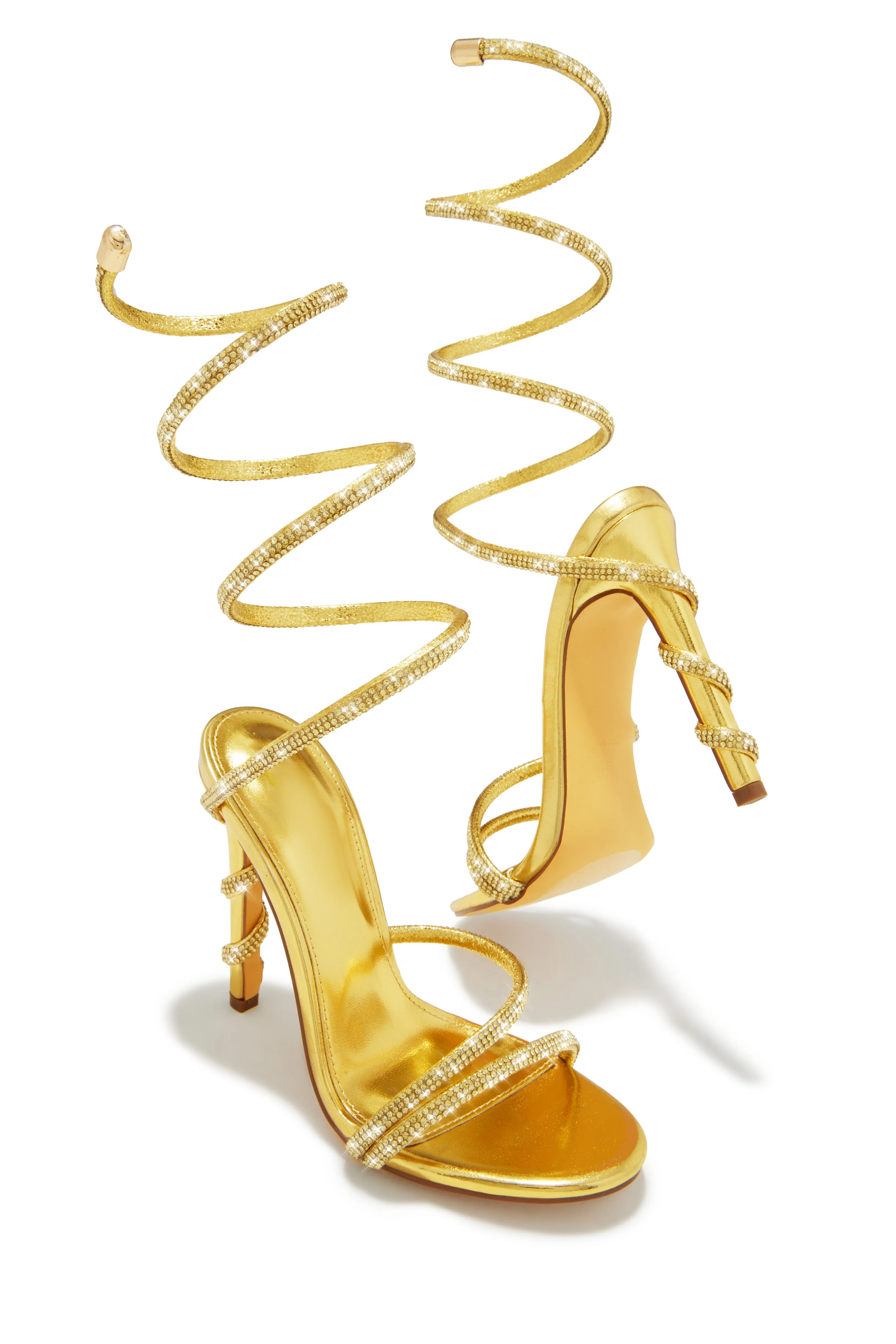 Andria Embellished Around The Ankle Coil Heels - Gold