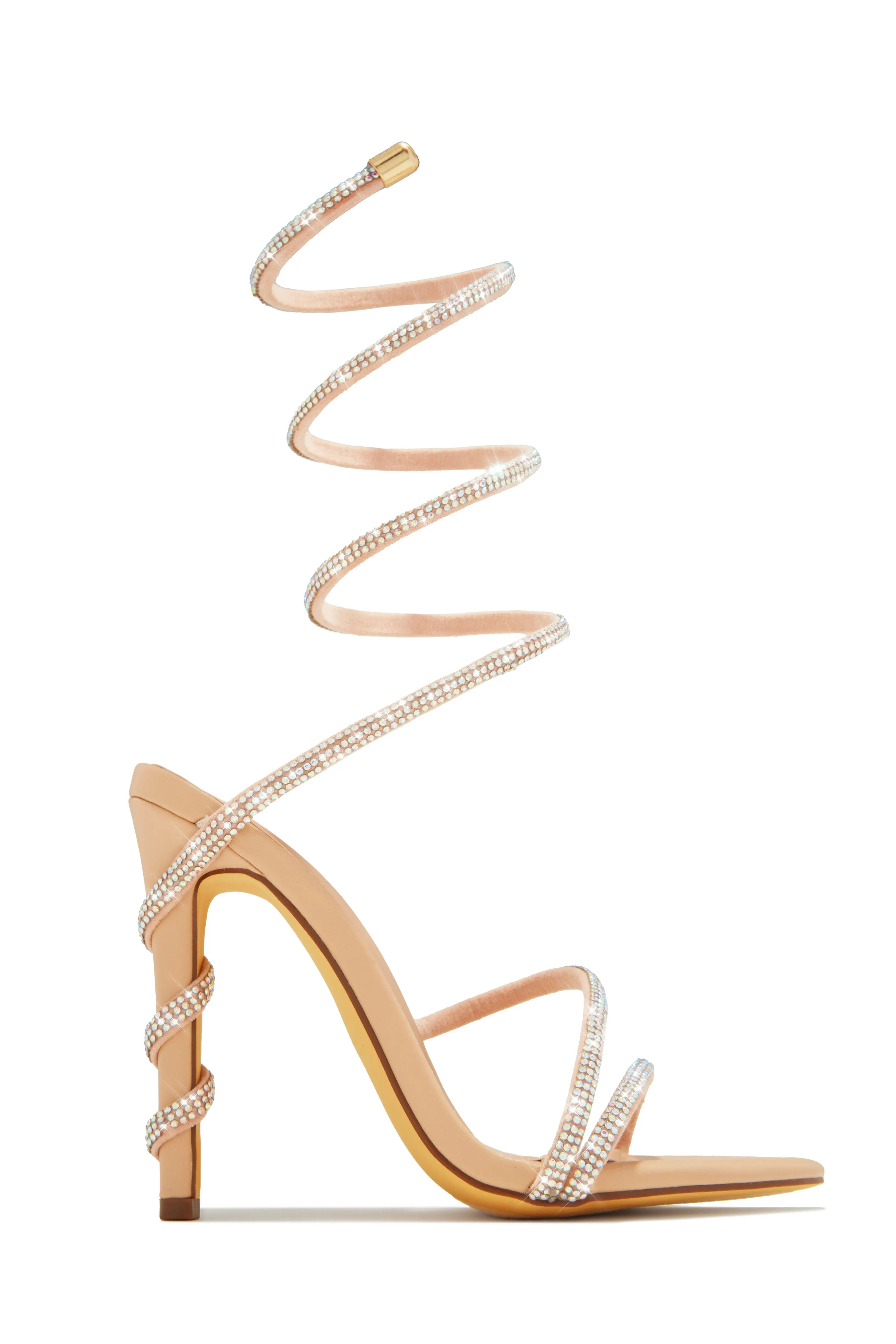 Andria Embellished Around The Ankle Coil Heels - Gold