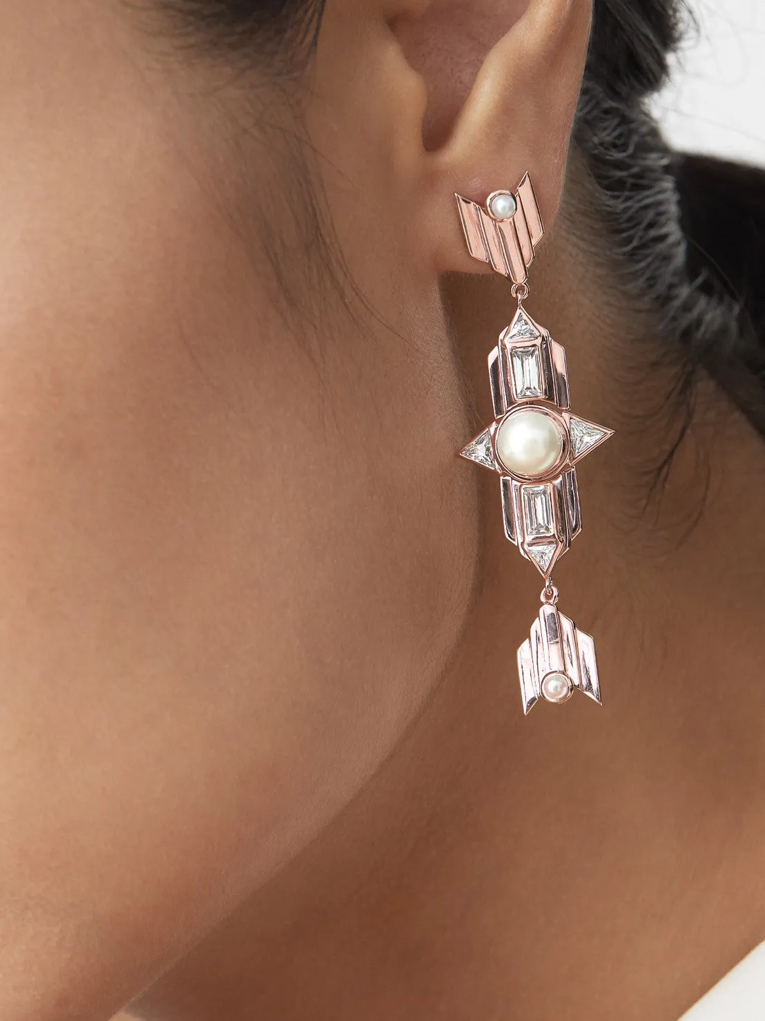 Babylon Long Earrings - Pinkgold