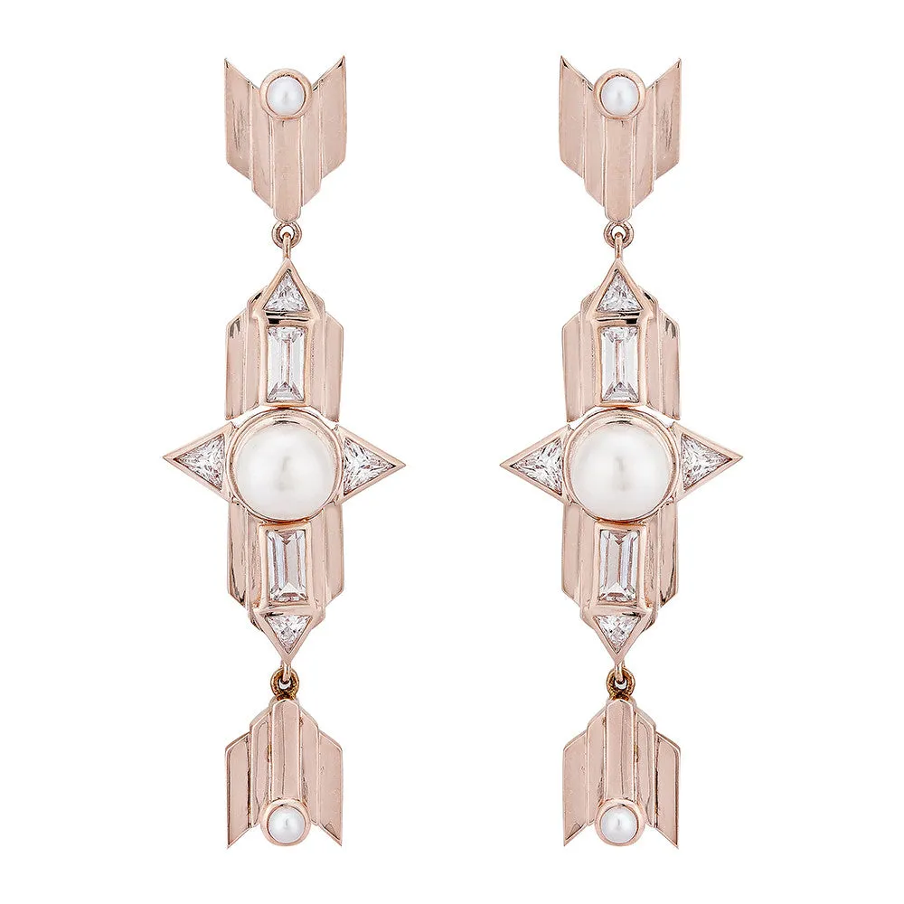 Babylon Long Earrings - Pinkgold