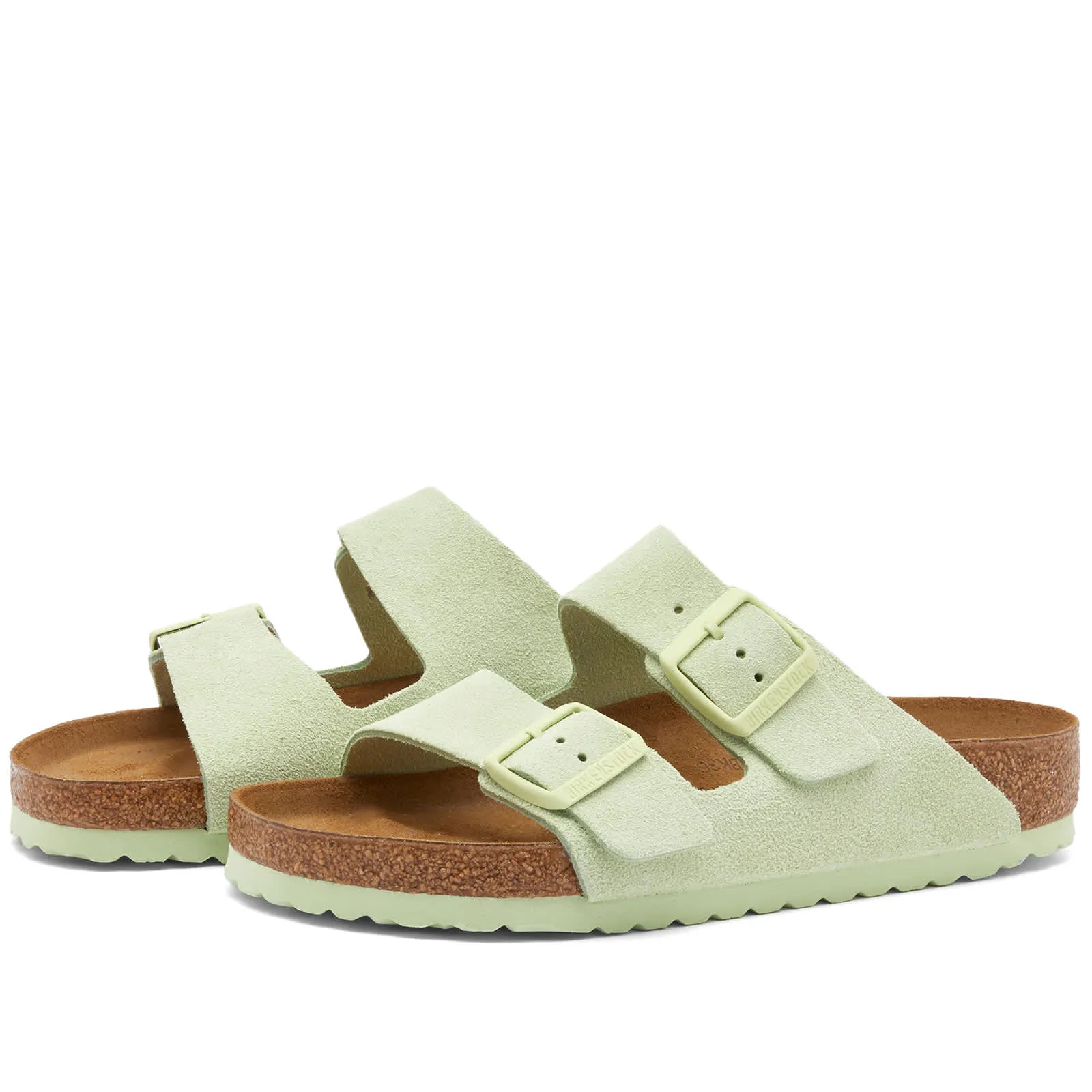 Birkenstock Arizona Sandals in Faded Lime Suede