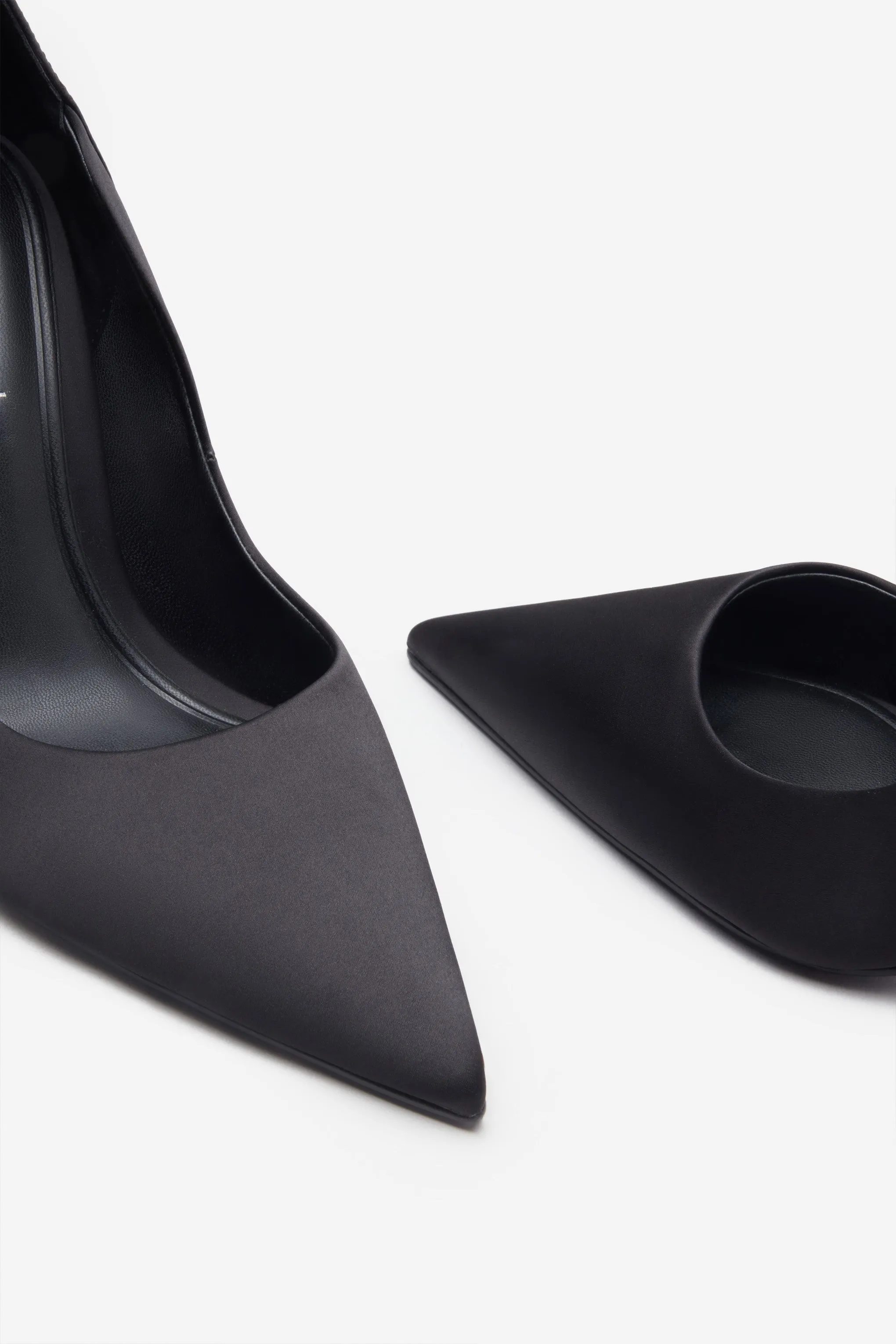 Blade | Black Satin Court Heels With Scallop Edge