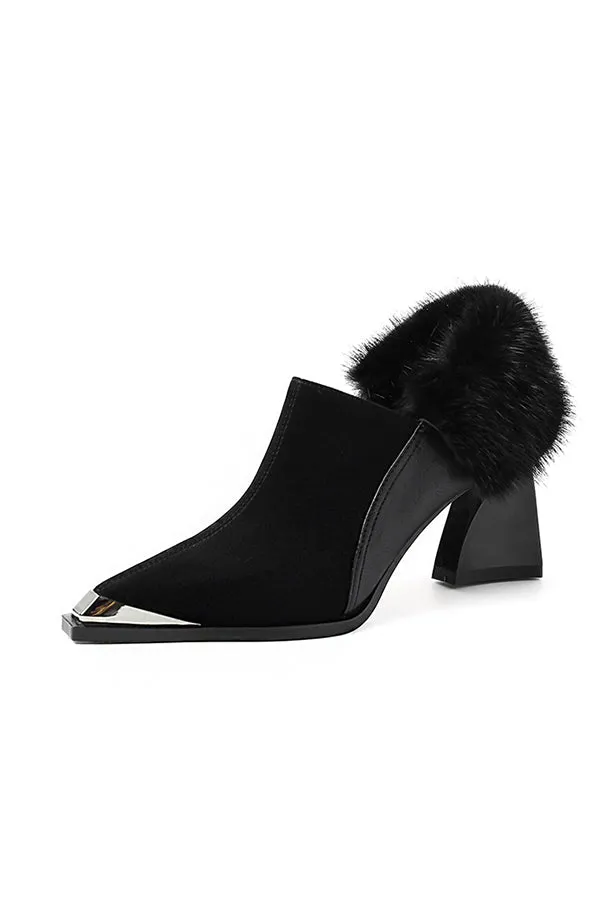 Bold Contrast Pointed Toe Heels