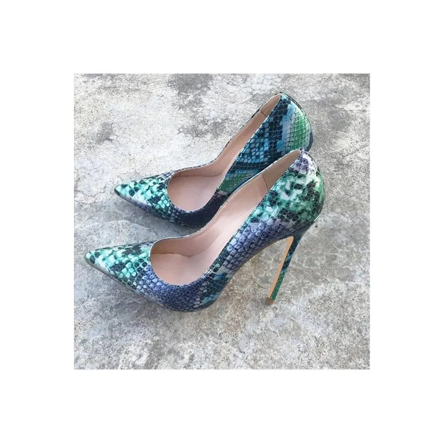 Chic Camo Snakeskin Pointed Toe Stiletto Pumps