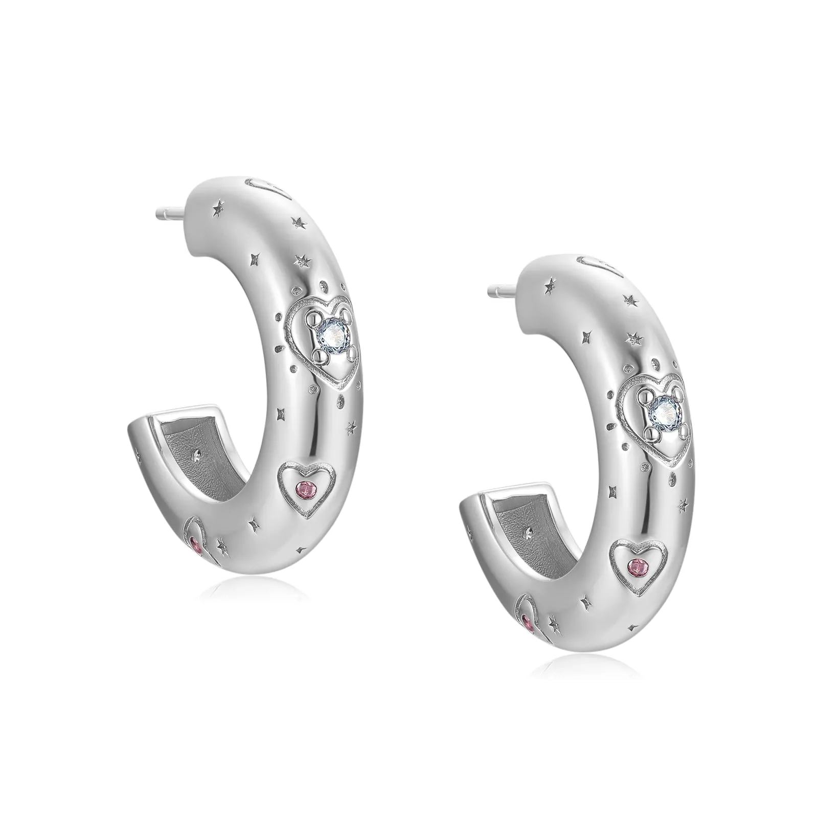 Chunky Hoop Silver Earrings - Carol