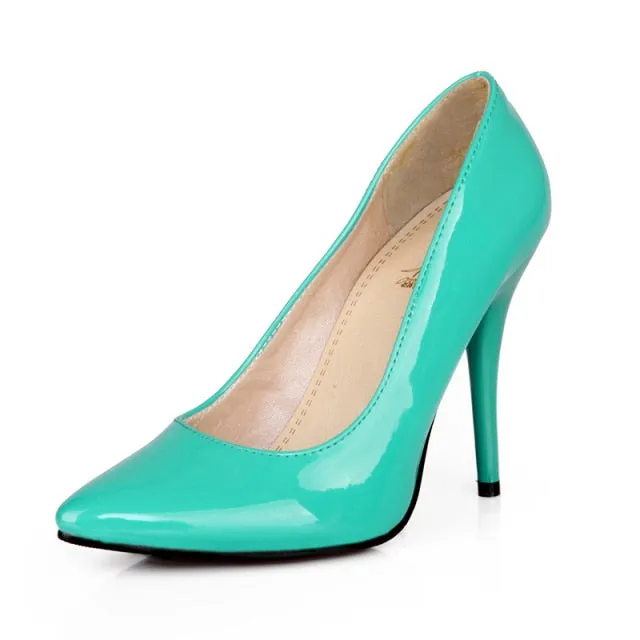 Classic Pumps Pink Red Blue Nude Green High Heel Pointed Toe Shoes