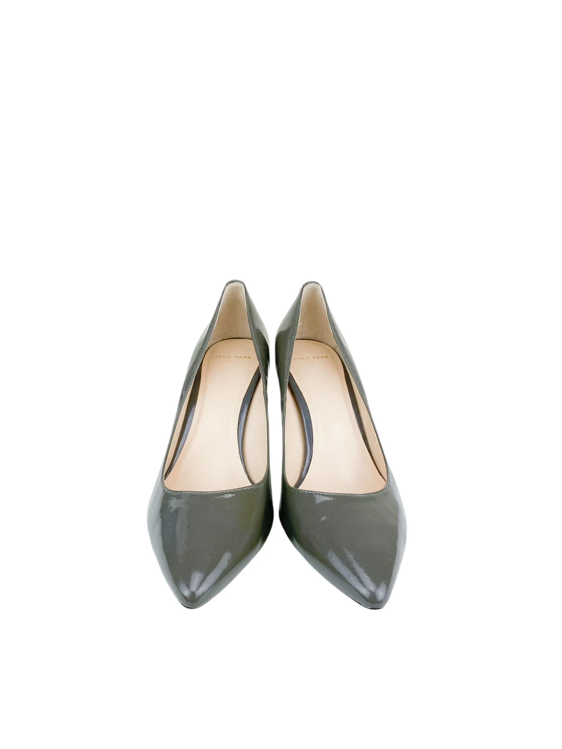 Cole Haan Women's Grand.OS Signature Patent Leather Pump Grey Size 8.5