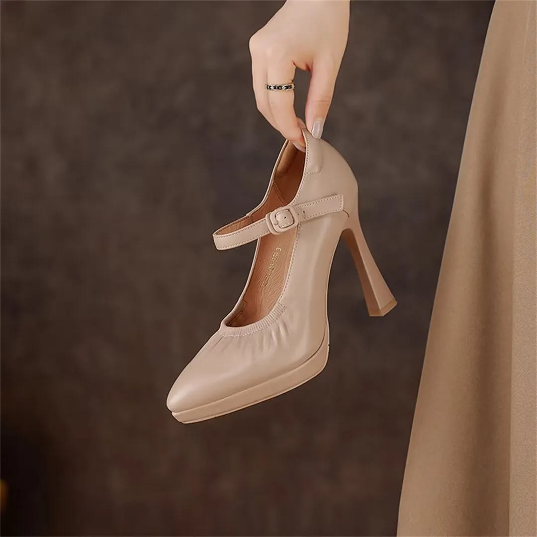 Decadent Pointed Thick Heel Pumps