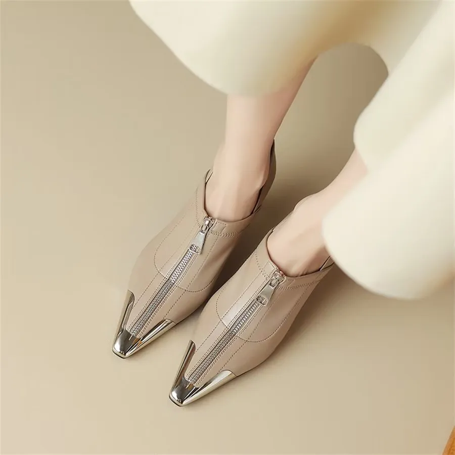 Elegant Cow Leather Pointed Toe Classic High Heel Pumps