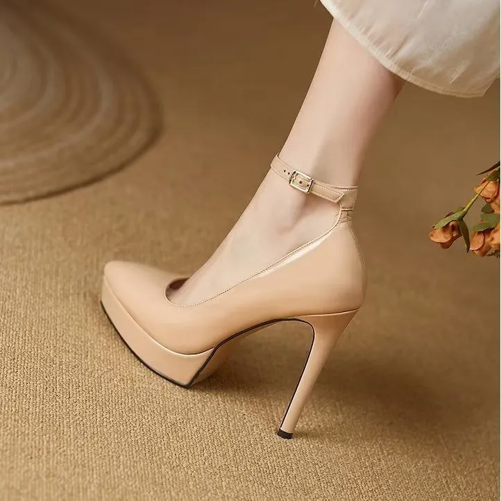 Embossed Elegance Buckle Stiletto Pumps