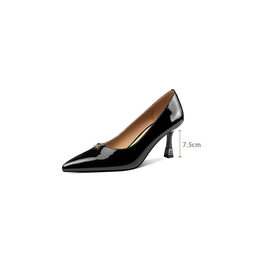 Exquisite Cow Leather Pointed Toe Thin Heels