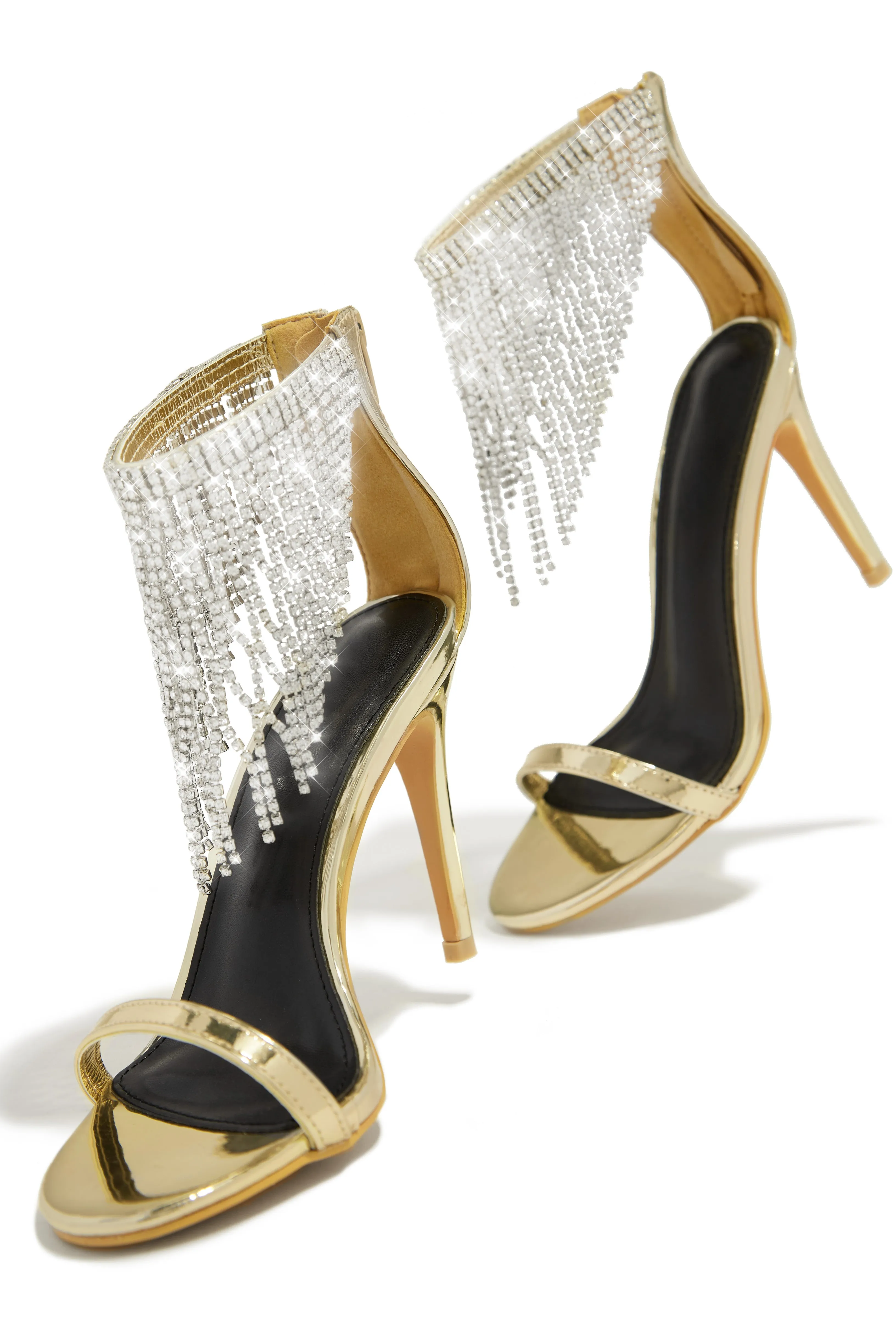 Formal Icon Embellished Dangle Heels - Gold