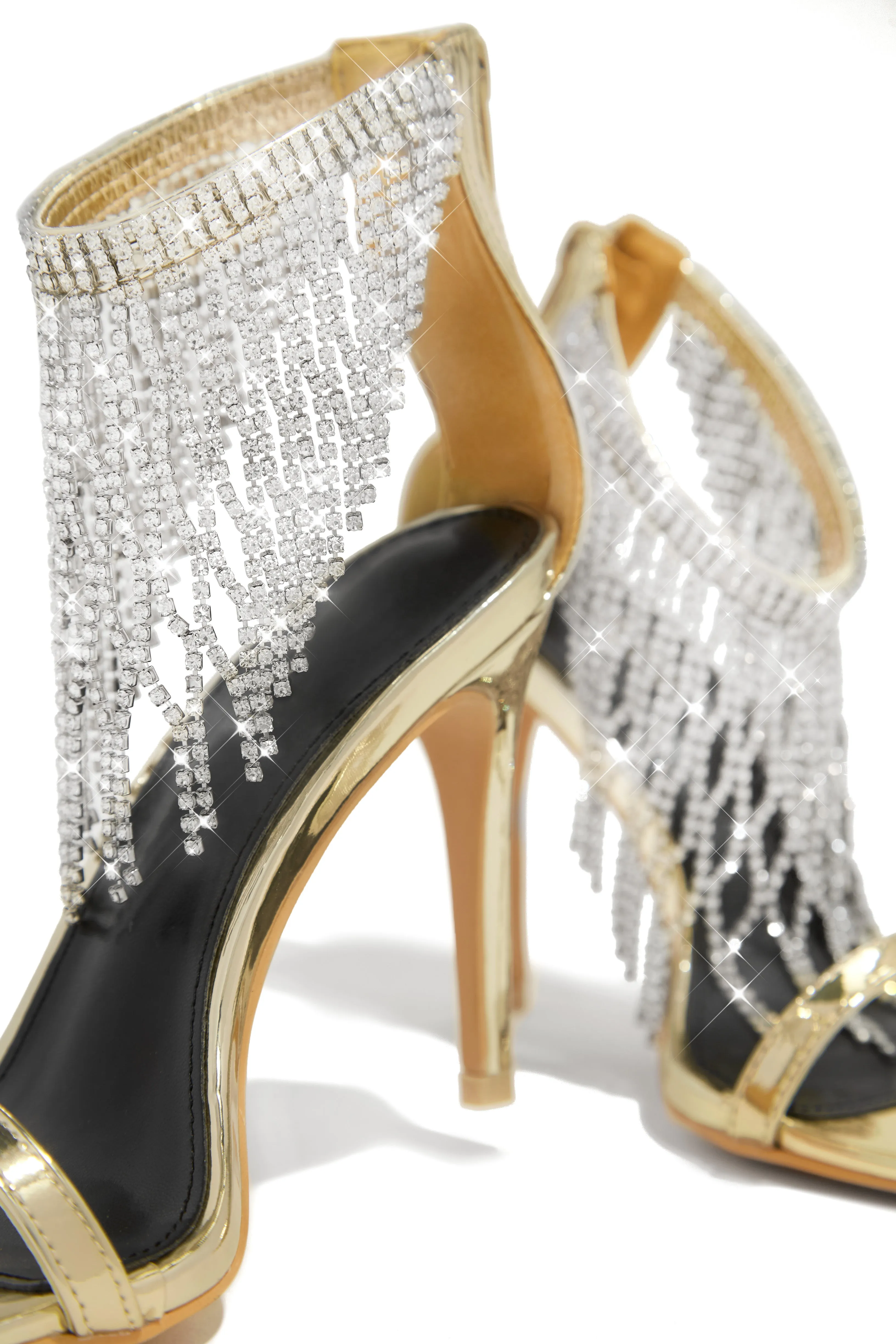 Formal Icon Embellished Dangle Heels - Gold