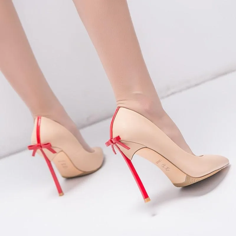 High Heeled Bow Tie Pumps