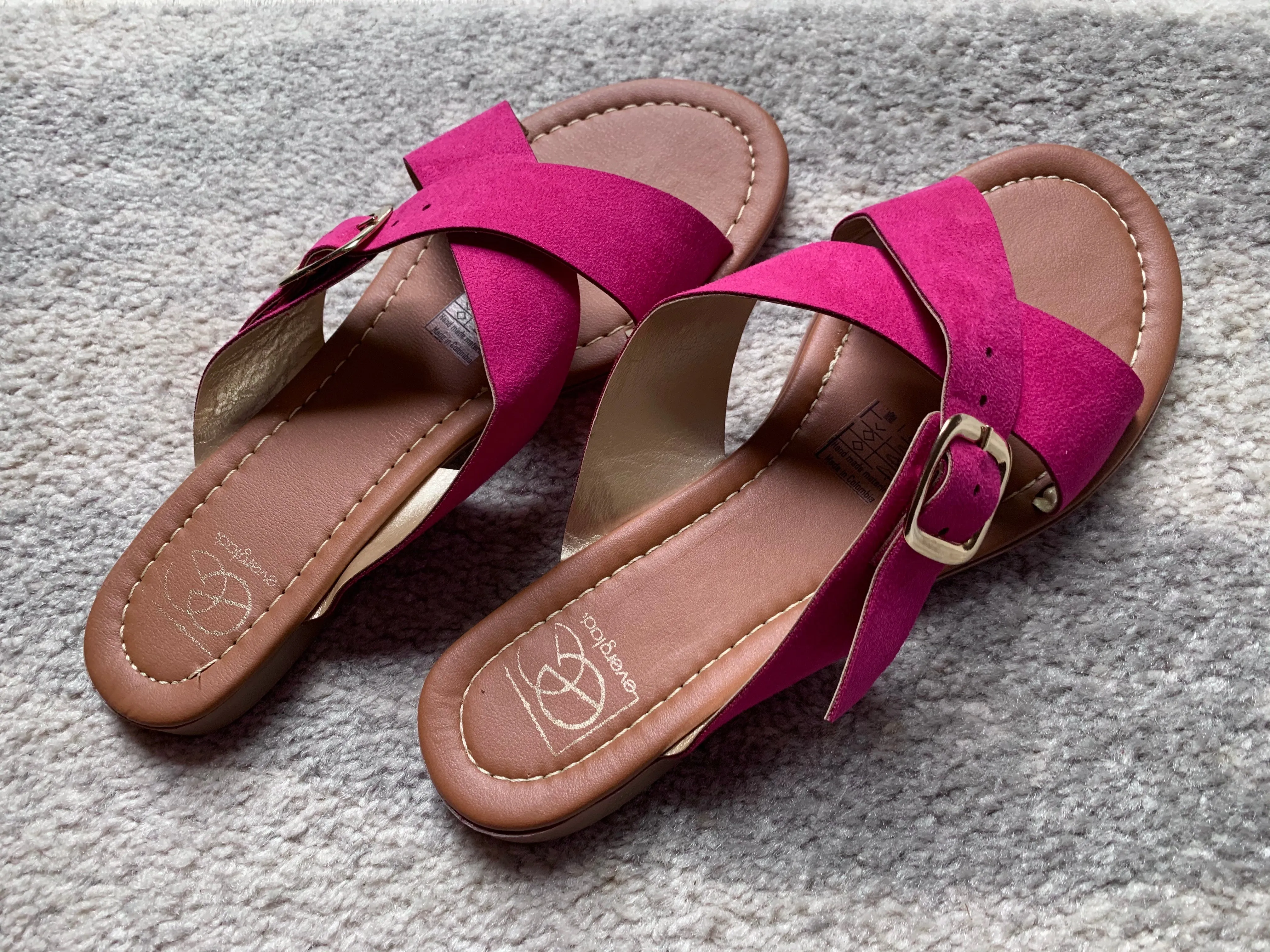 Hot Pink with Gold Buckle Suede Lulu Sandals