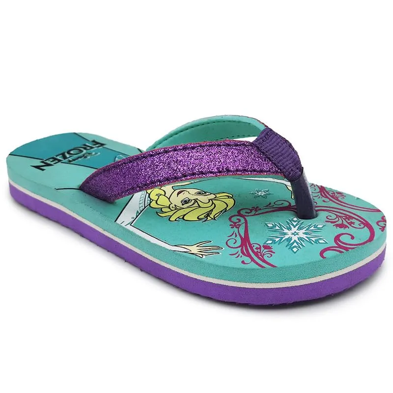 Kidsville Kids Girls Frozen Printed Teal Flipflops