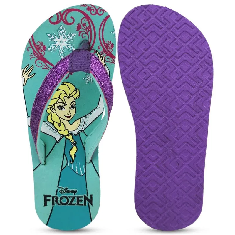 Kidsville Kids Girls Frozen Printed Teal Flipflops