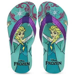 Kidsville Kids Girls Frozen Printed Teal Flipflops