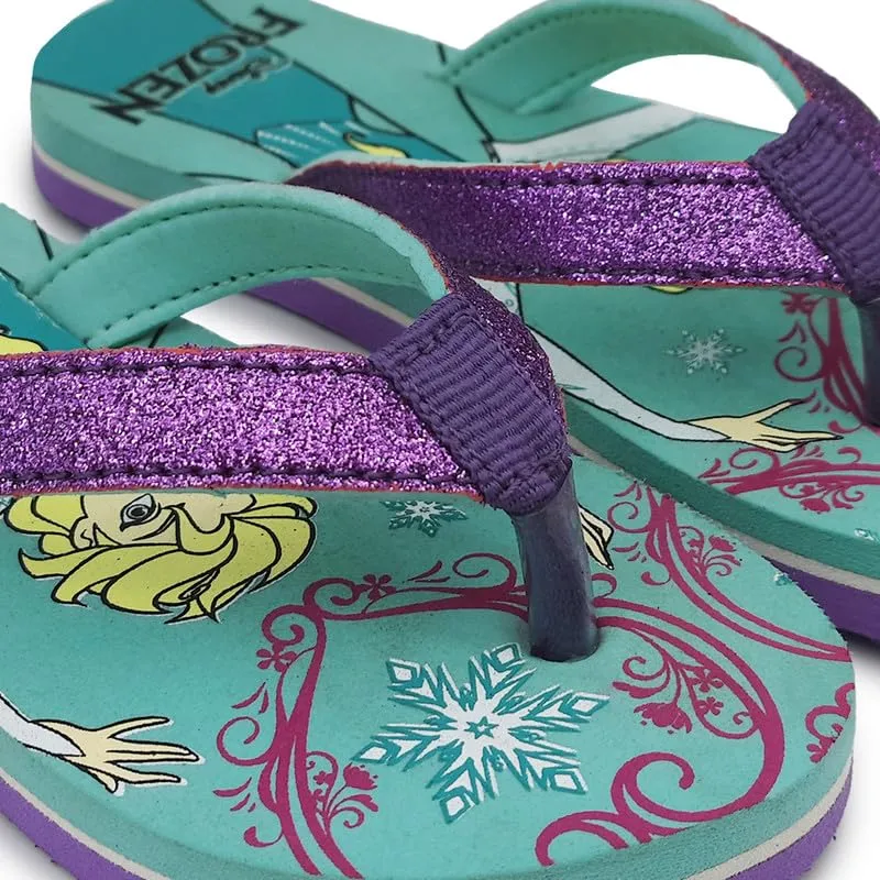 Kidsville Kids Girls Frozen Printed Teal Flipflops