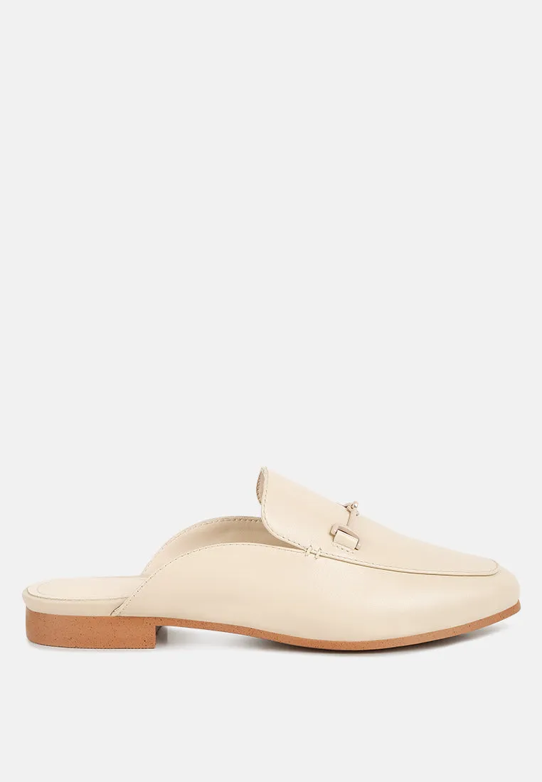 KRISTY Horsebit Embellished Mules in Beige