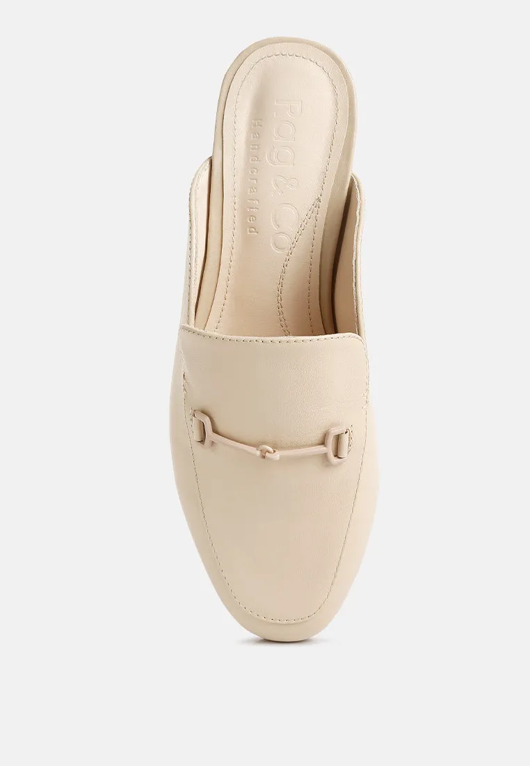 KRISTY Horsebit Embellished Mules in Beige