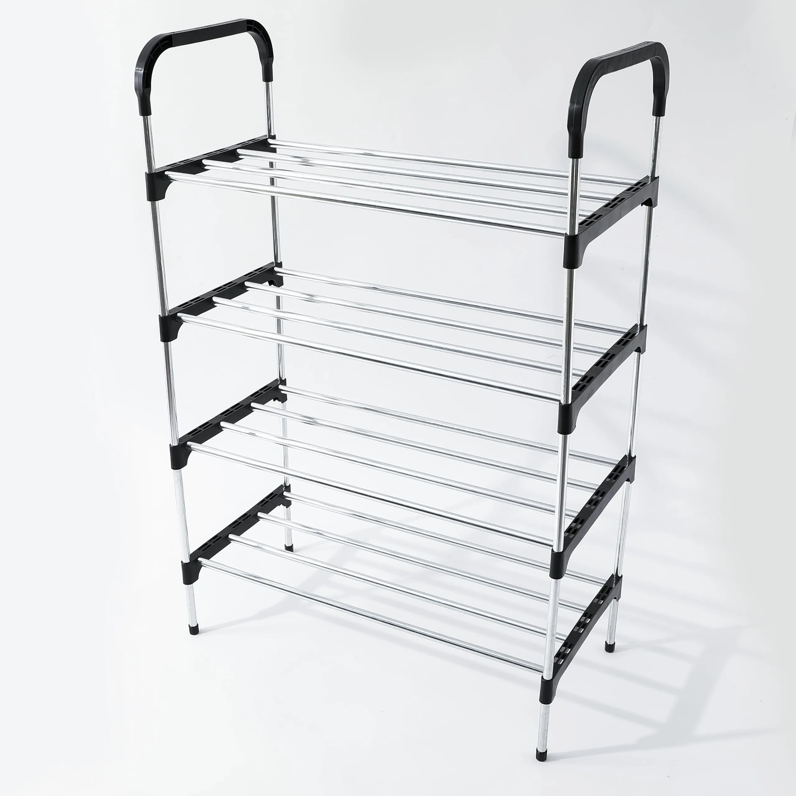 Kuber Industries (Pack 2) 5 Layer Shoe Rack | Footwear Holder | Shoe Storage Organizer Cabinet | Multi-Layer Adjustable shoe rack stand | Easy Assembly Sturdy Shoe Tower | Black & Silver