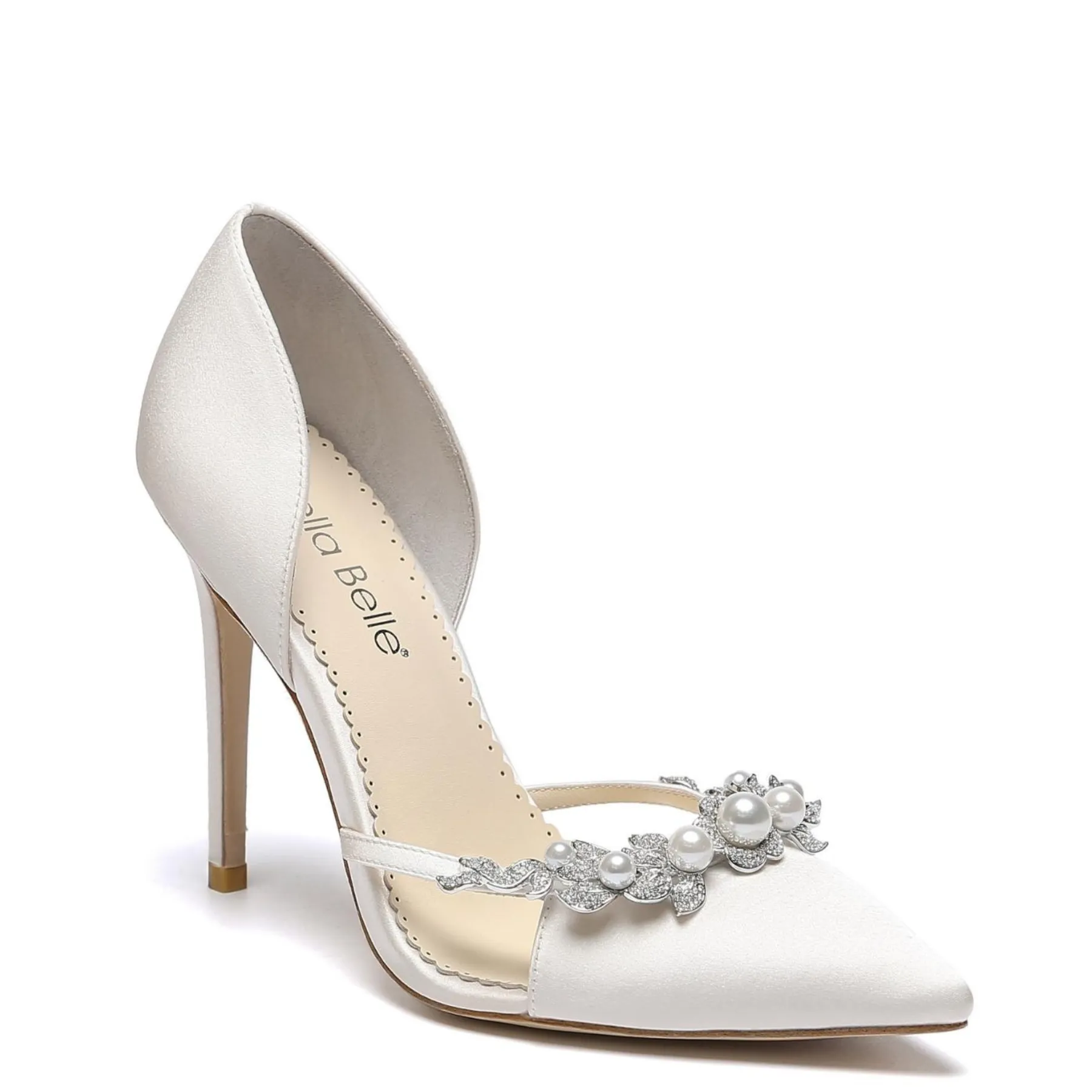 Lilian - Ivory Silk Crystal Pearl Pointed Bridal Heel