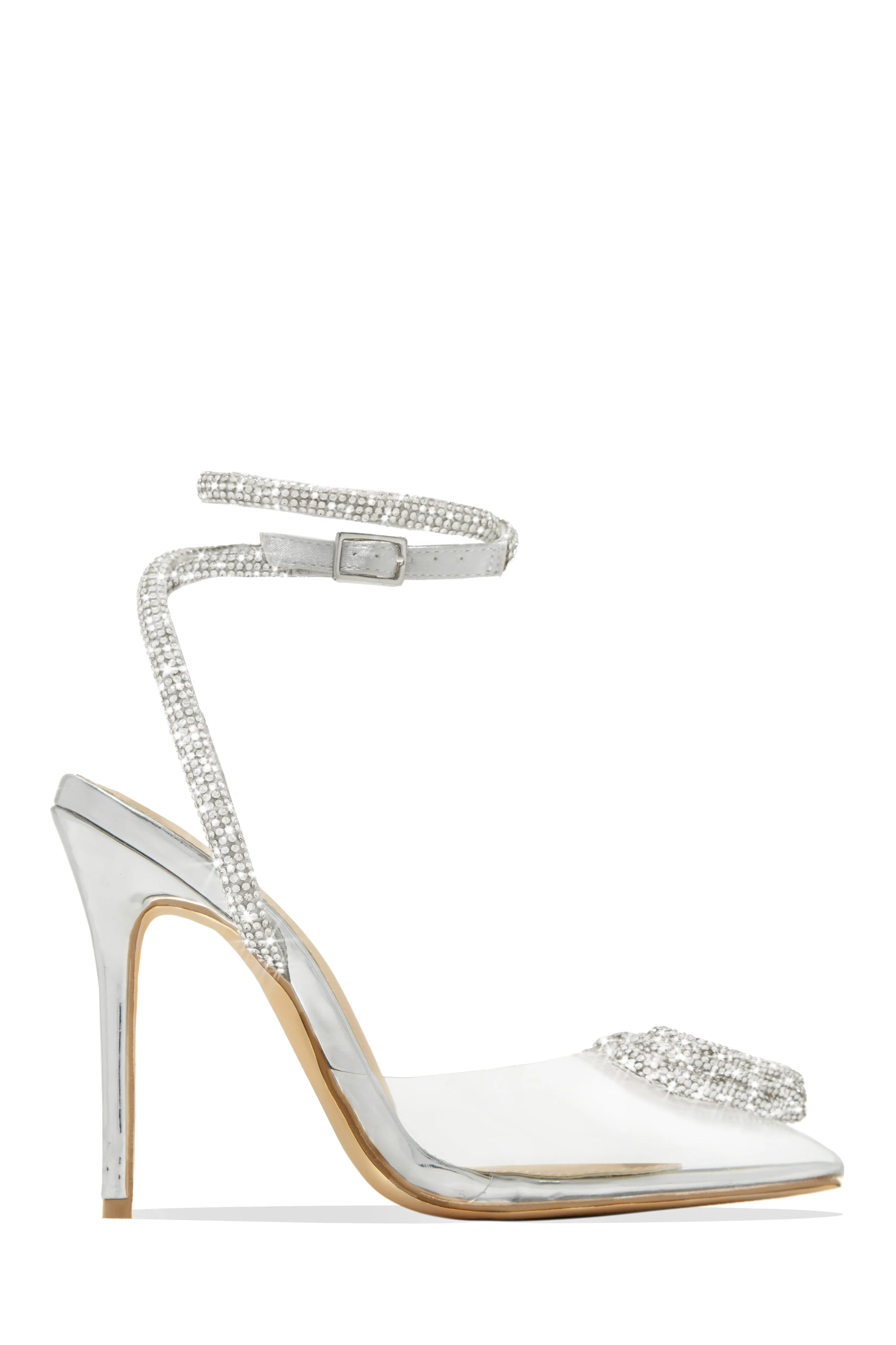 Love Song Heart Embellished Heels - Silver