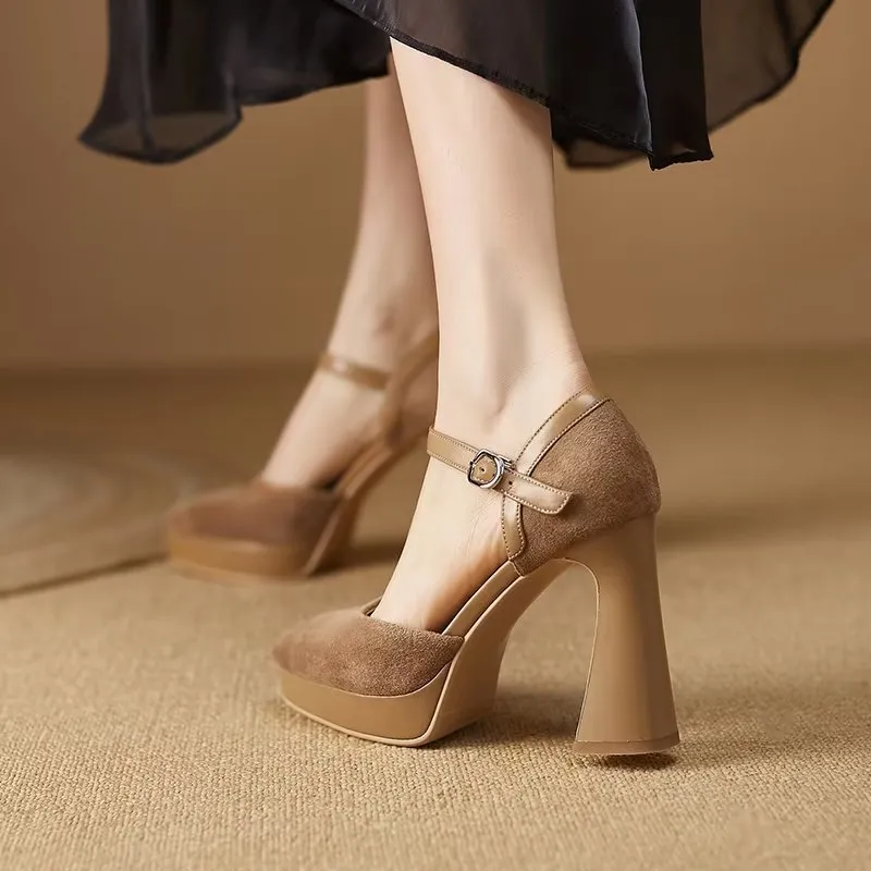 Luxe Suede Buckle Chic Stiletto Pumps