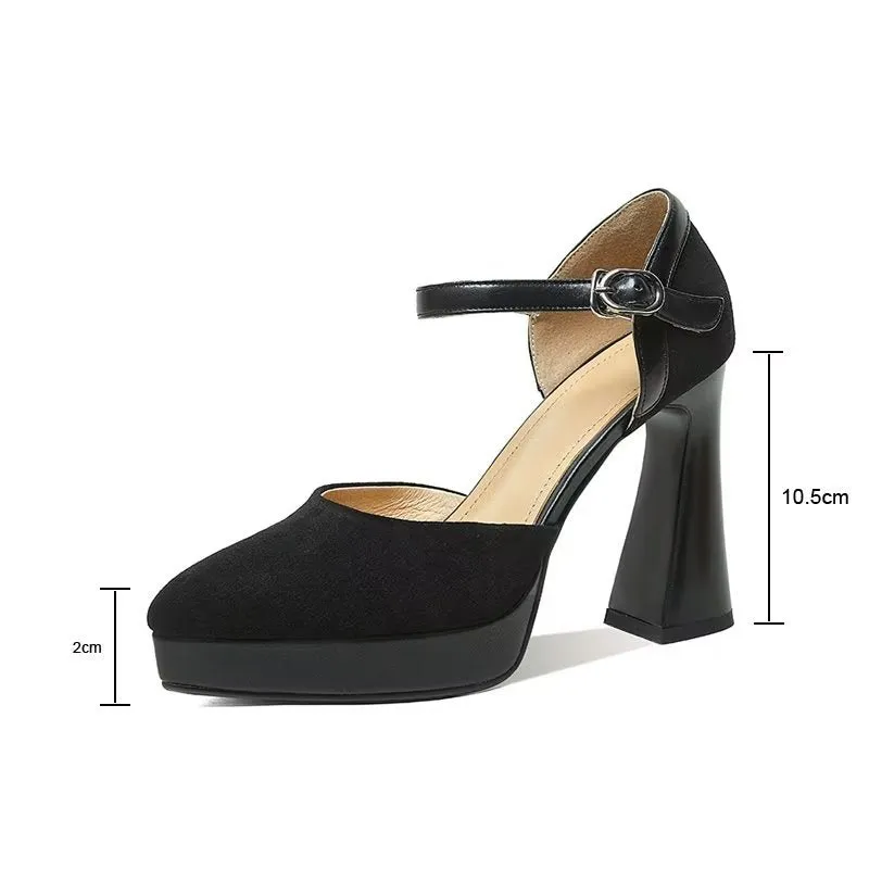 Luxe Suede Buckle Chic Stiletto Pumps