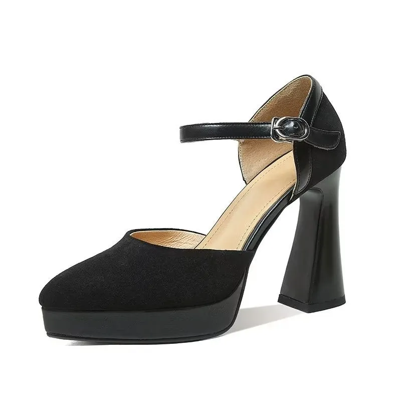 Luxe Suede Buckle Chic Stiletto Pumps