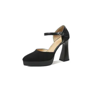 Luxe Suede Buckle Chic Stiletto Pumps