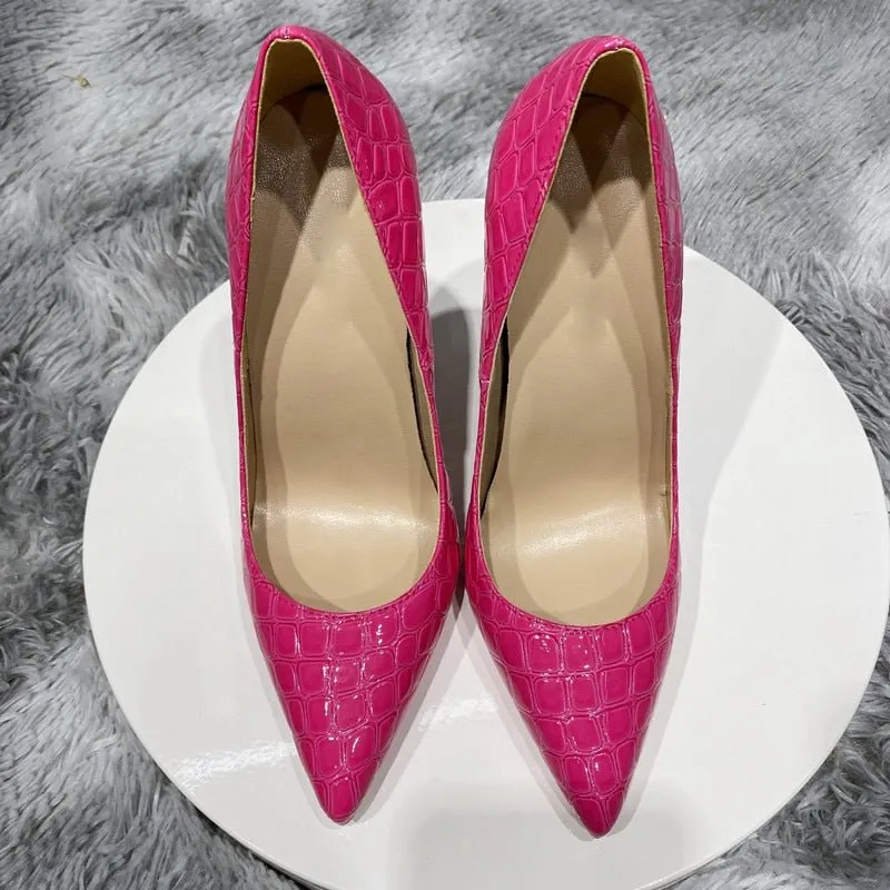 LuxeCroc Chic Pointed Toe Stiletto Pumps