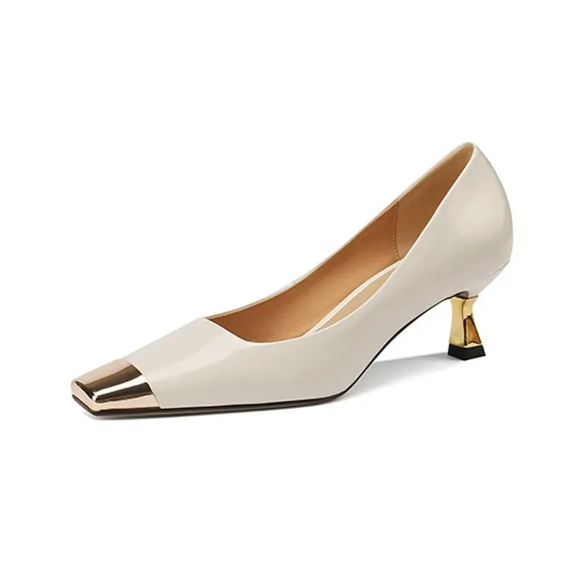 LuxLeather Chic Square Toe Pumps