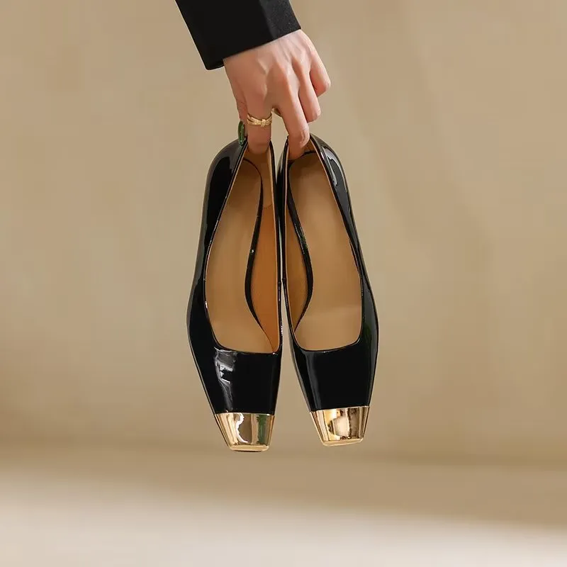 LuxLeather Chic Square Toe Pumps