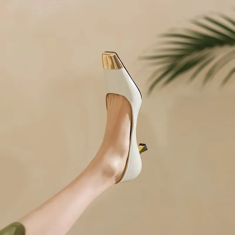 LuxLeather Chic Square Toe Pumps