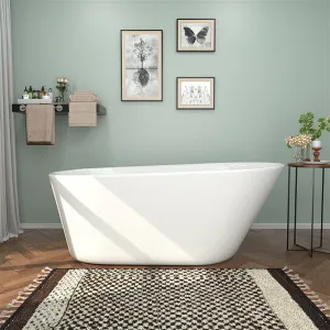 Mokleba 61" Acrylic Single Slipper Freestanding Soaking Bathtub Glossy White