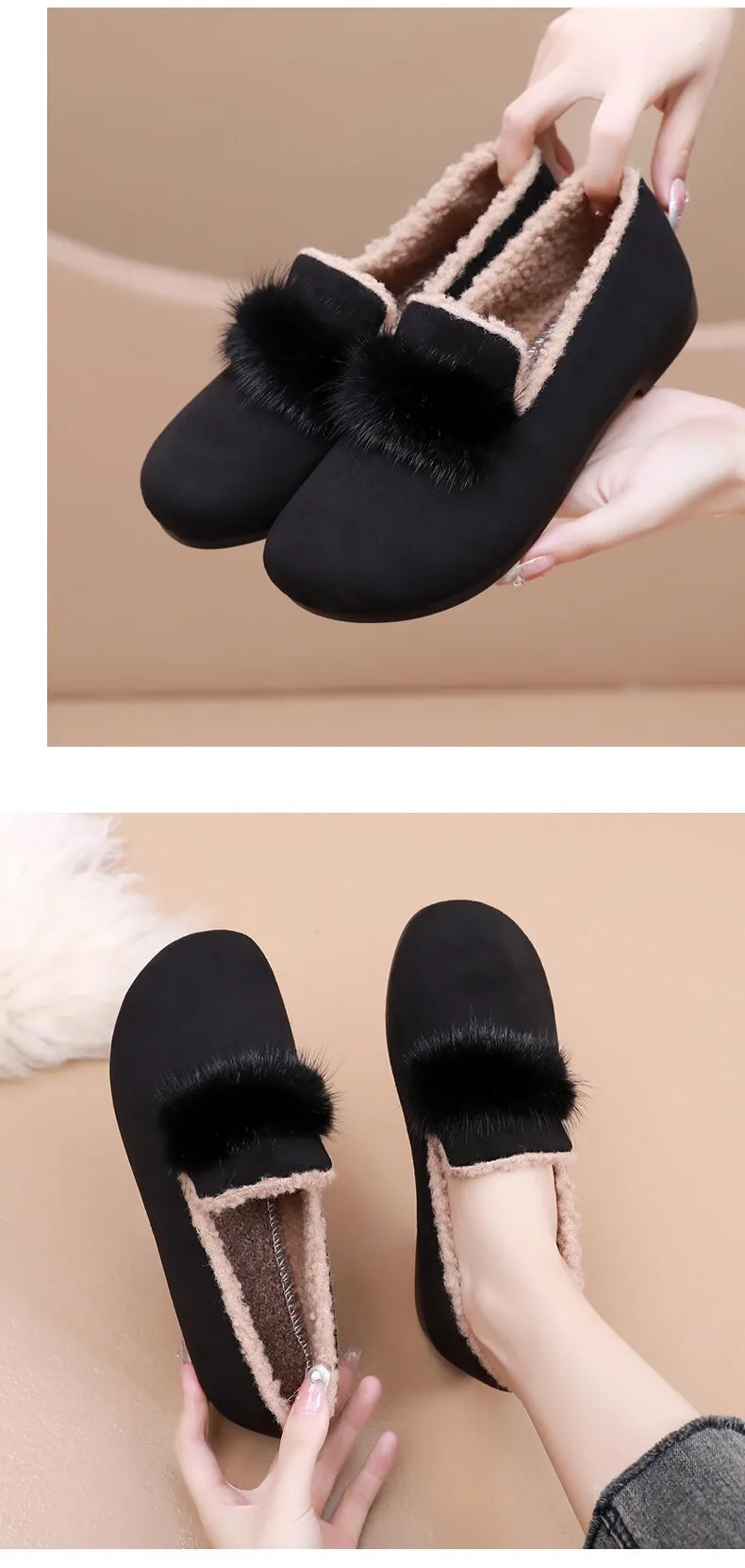 Owlkay Winter Women's Casual Fleece-Lined Anti-slip Soft-Sole Cotton Shoes