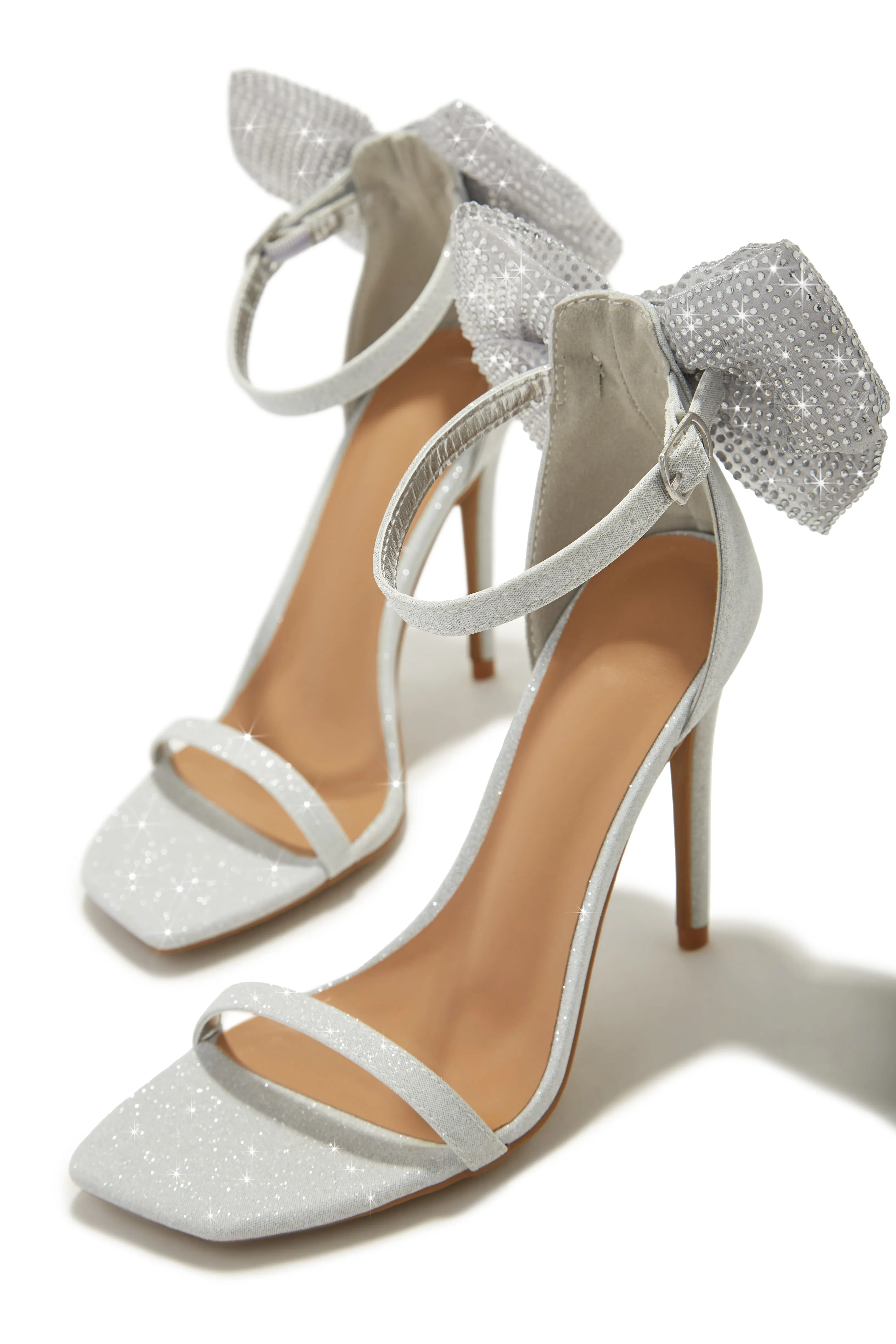 Passenger Princess Coquette Embellished Bow Heels - Silver