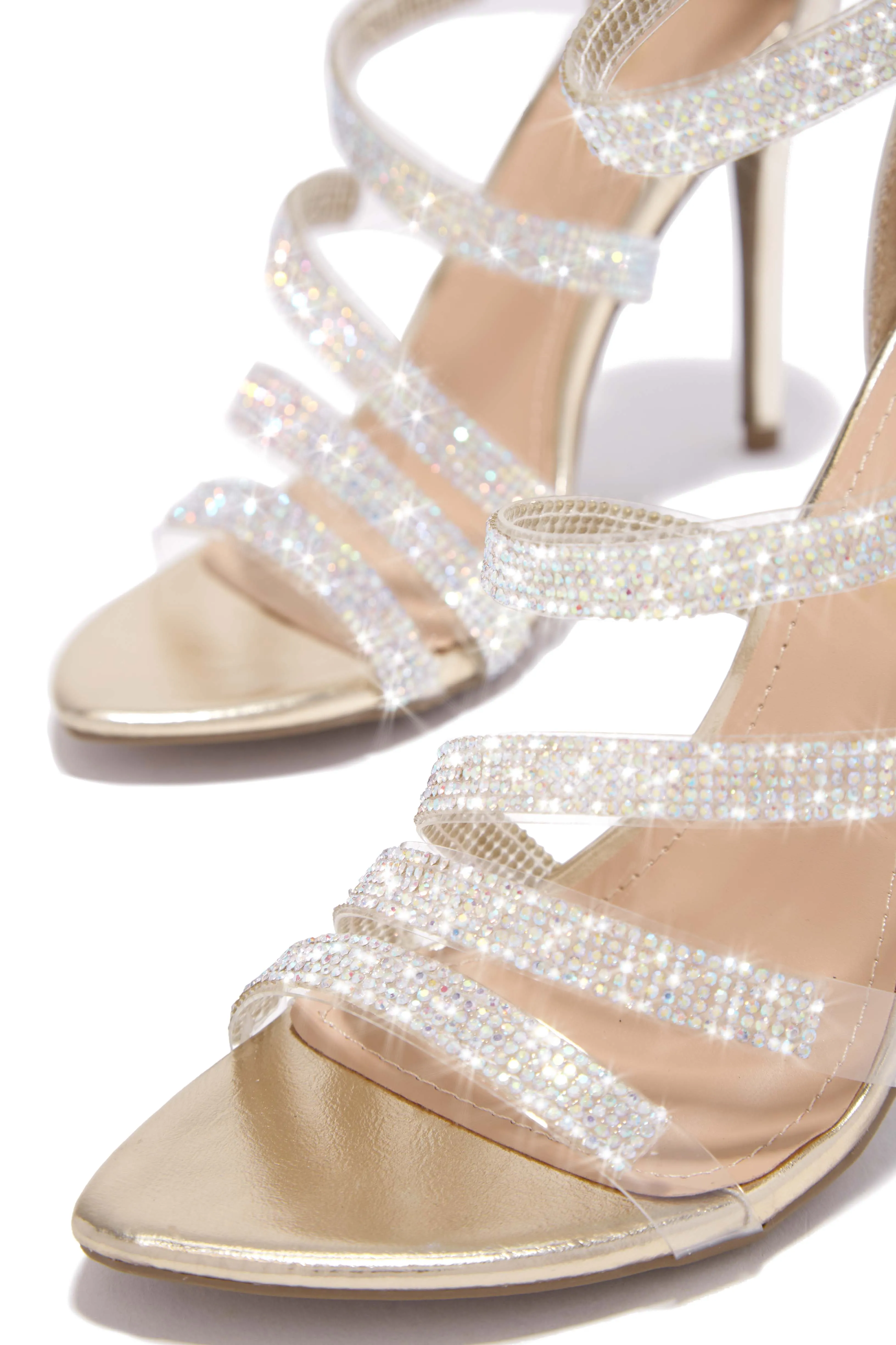 Private Parties Embellished High Heels - Gold