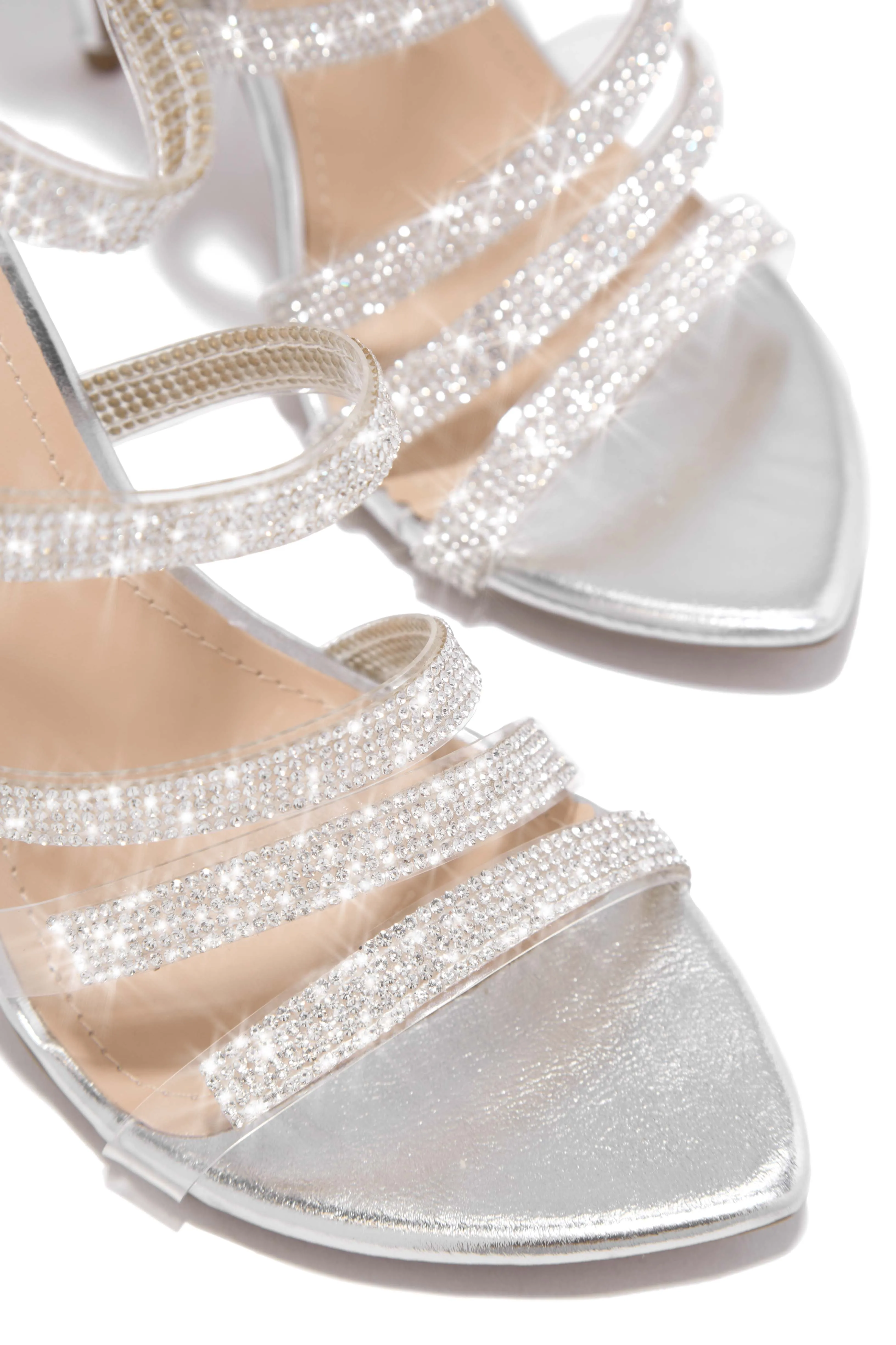 Private Parties Embellished High Heels - Silver