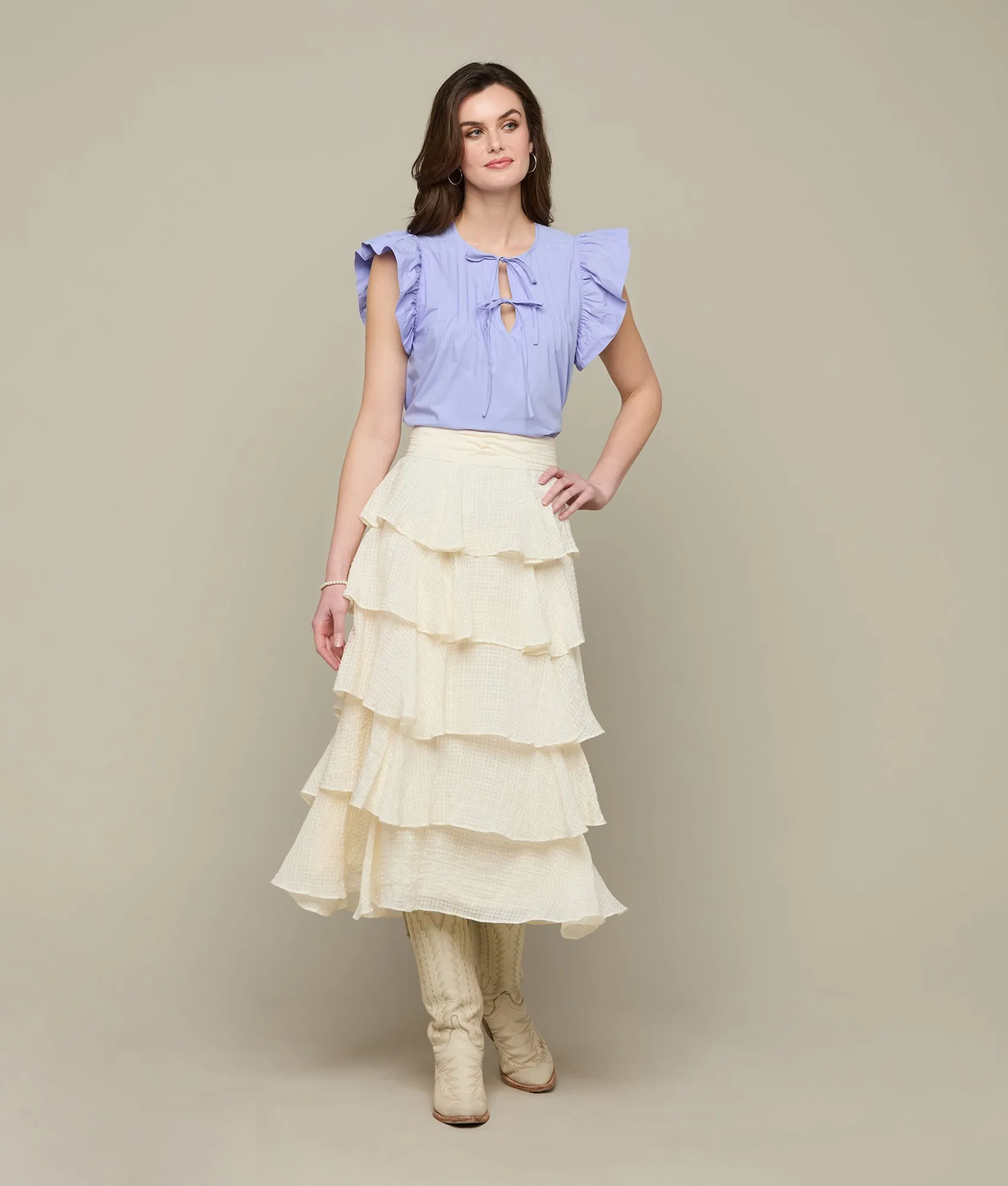 Quinn Ruffle Sleeve Top :: Periwinkle