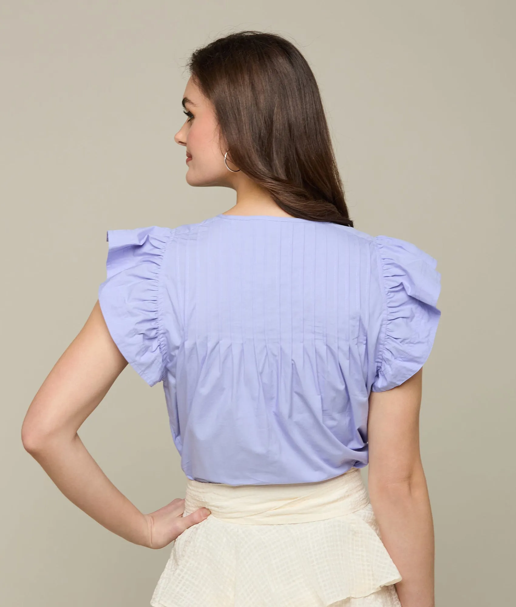 Quinn Ruffle Sleeve Top :: Periwinkle