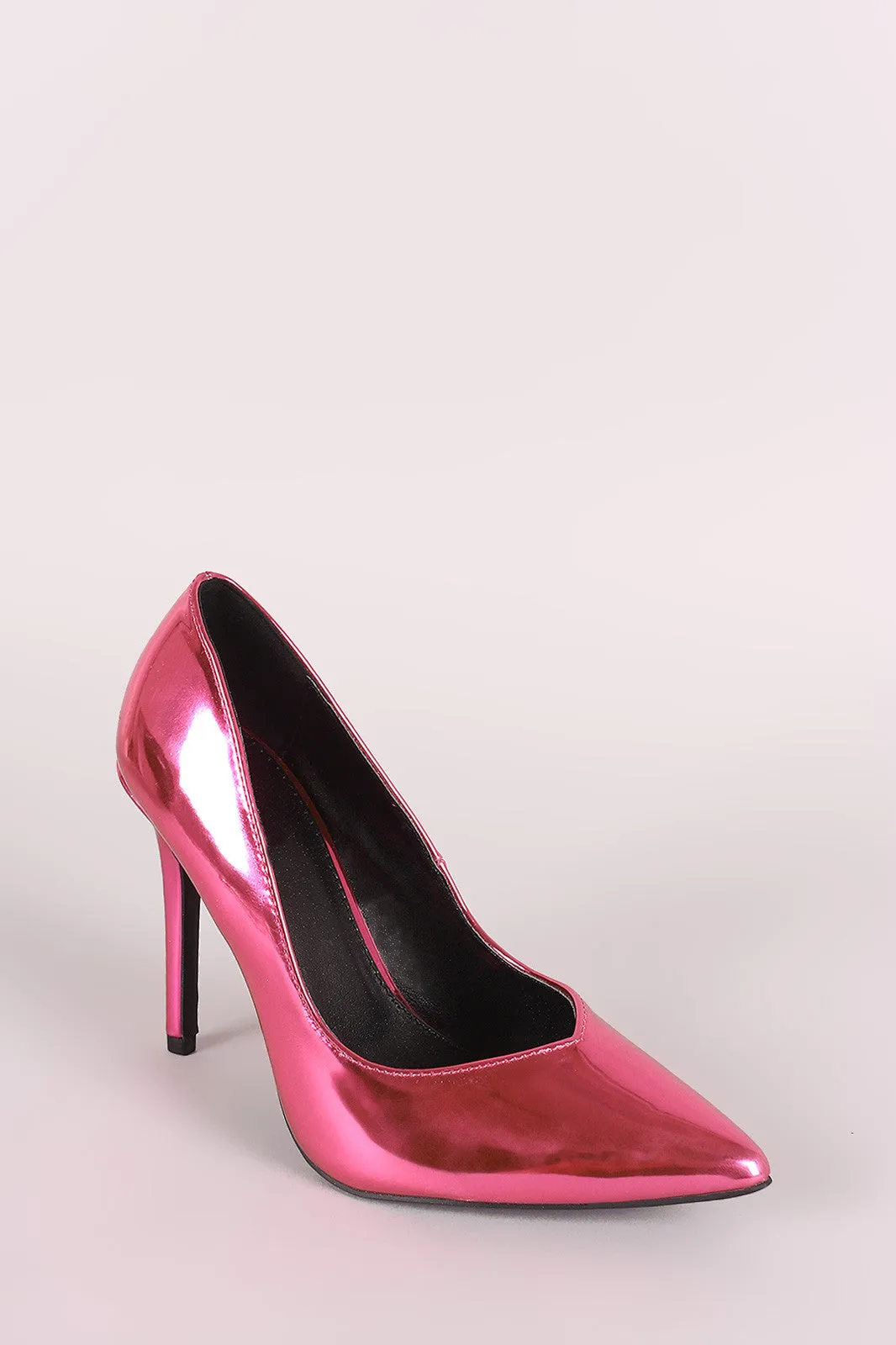 Qupid Metallic Pointy Toe Stiletto Pump