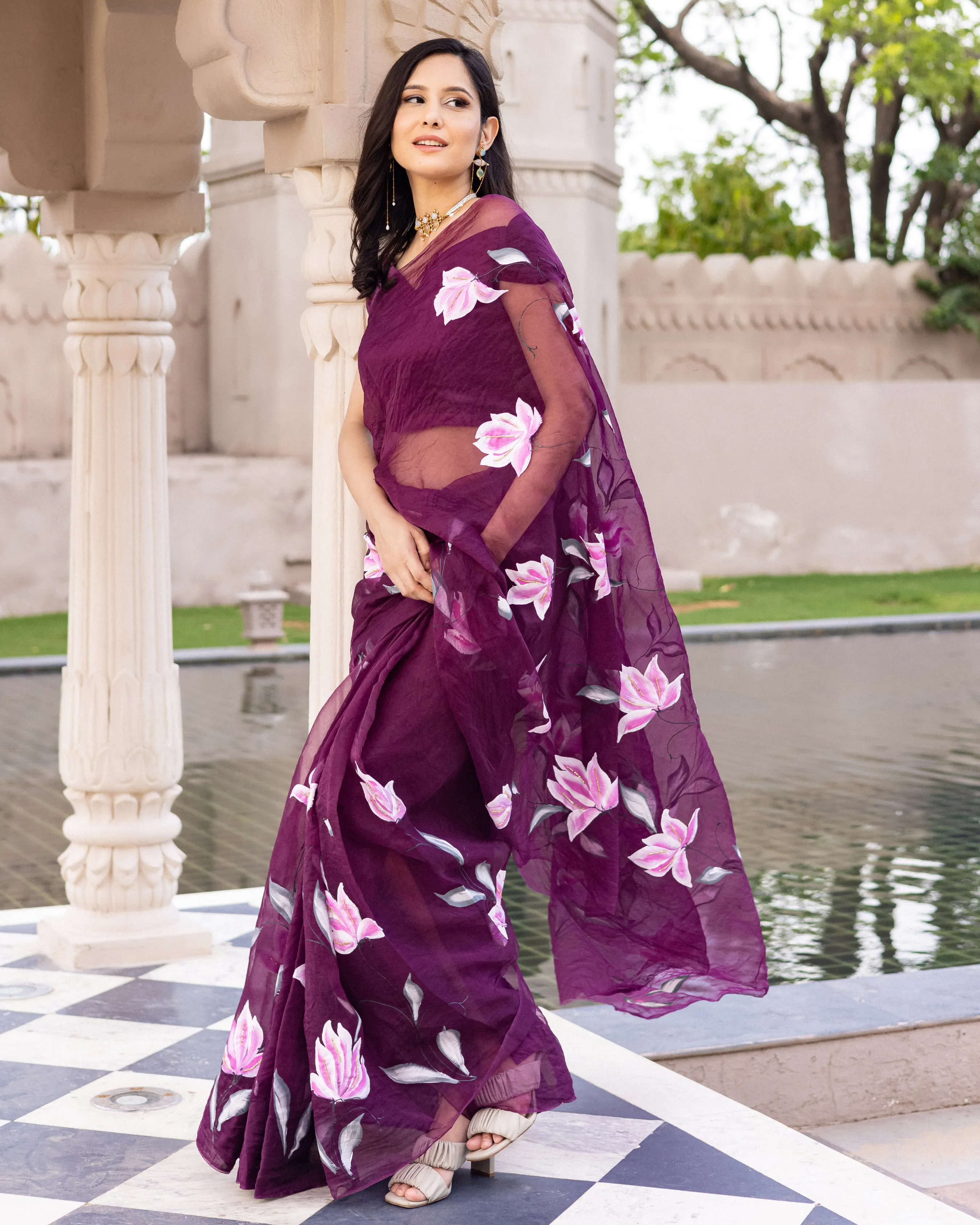 Ragmala Handpainted Organza Saree