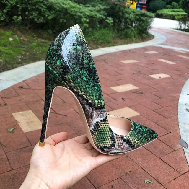 Serpentine Chic Pointed Toe Slip-on High Heel Pumps