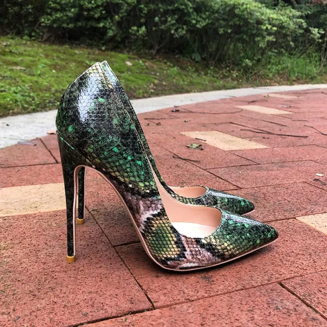 Serpentine Chic Pointed Toe Slip-on High Heel Pumps